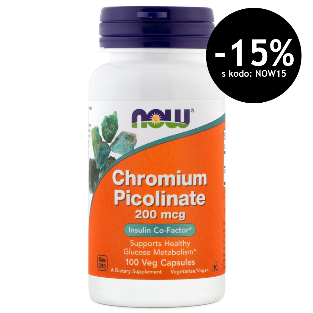 Kromov pikolinat 200 µg NOW, kapsule (100 kapsul)